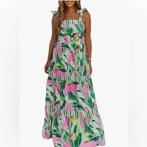 AlvaQ Women's 2024 Summer Sleeveless Floral Print Maxi Dress Strap Square Dress